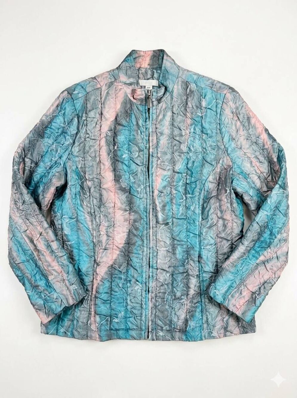 🔹️Vintage Erin London Purple & Blue Watercolor Crinkle Zippered Jacket Medium
